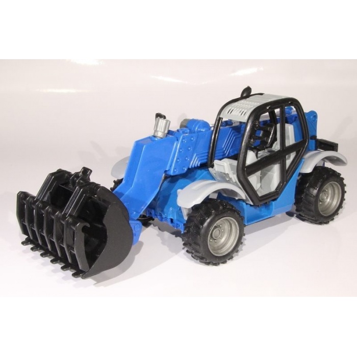 Model Traktor se sběračem - modrý - 1:27
