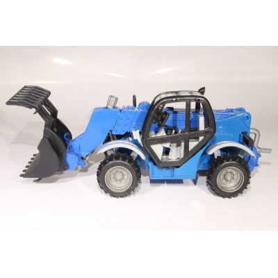 Model Traktor se sběračem - modrý - 1:27