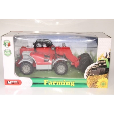 Model Traktor se sběračem - červený - 1:27