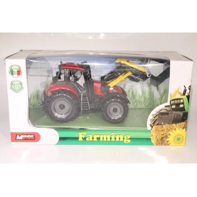 Model Traktor s radlicí - červený - 1:27