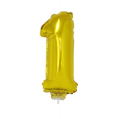 Foliový balónek číslo 1 zlatý 41cm + tyčka