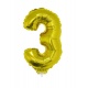 Foliový balónek číslo 3 zlatý 41cm + tyčka