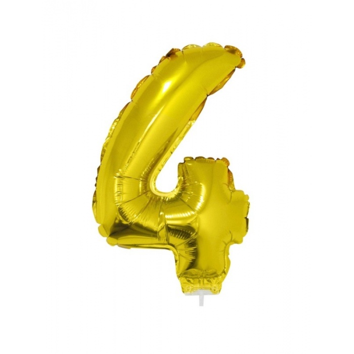 Foliový balónek číslo 4 zlatý 41cm + tyčka