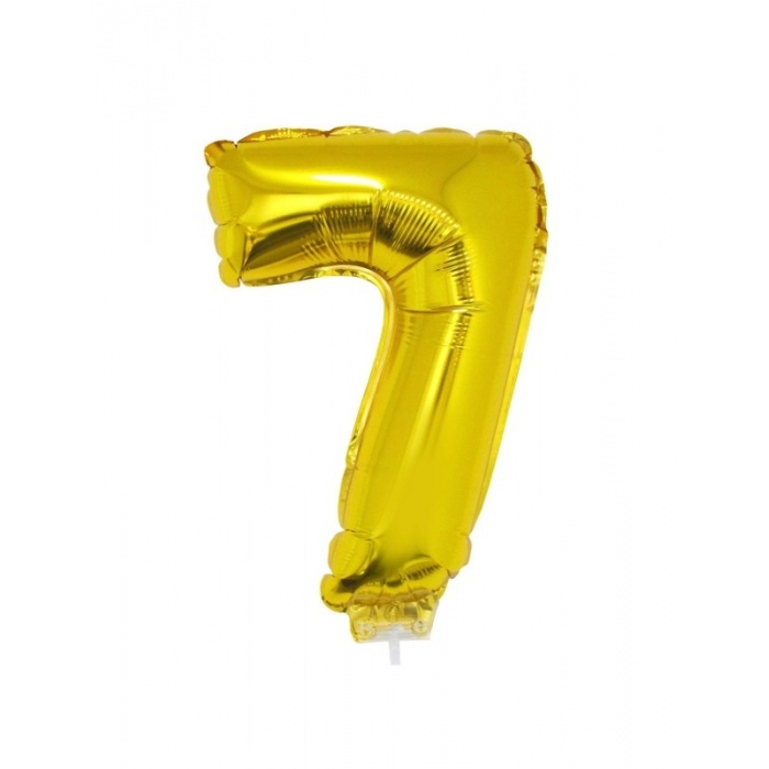Foliový balónek číslo 7 zlatý 41cm + tyčka