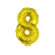 Foliový balónek číslo 8 zlatý 41cm + tyčka
