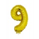 Foliový balónek číslo 9 zlatý 41cm + tyčka
