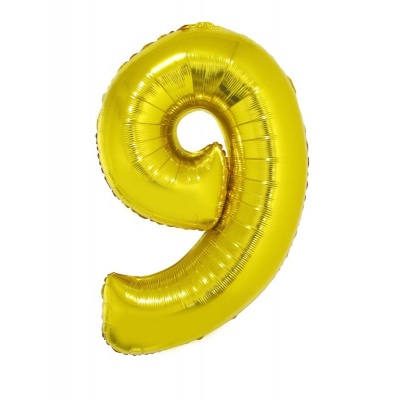 Foliový balónek číslo 9 zlatý 102 cm