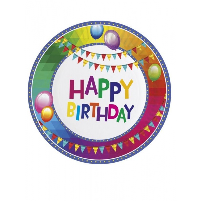 Papírové talíře Happy Birthday Narozeniny - 8ks Papírové talíře Happy Birthday Narozeniny - 8ks