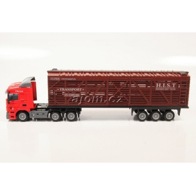 Model nákladního auta Mondo Motors tahač s návěsem klec - 1:65