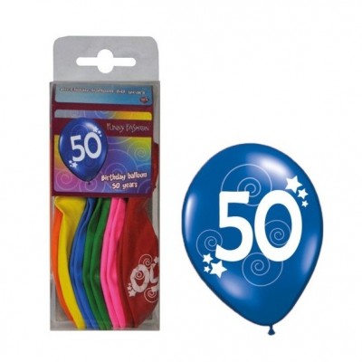 Balónky s číslem 50 barevné 12ks