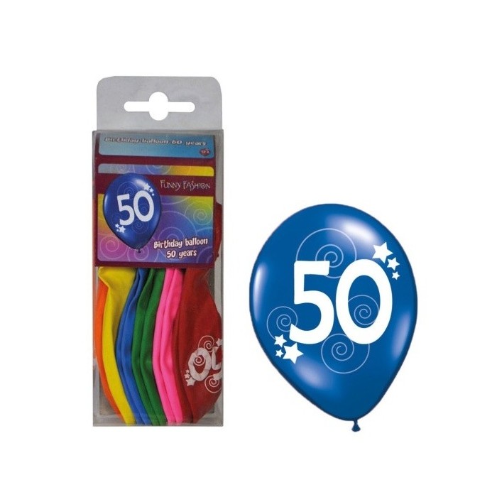 Balónky s číslem 50 barevné 12ks Balónky s číslem 50 barevné 12ks