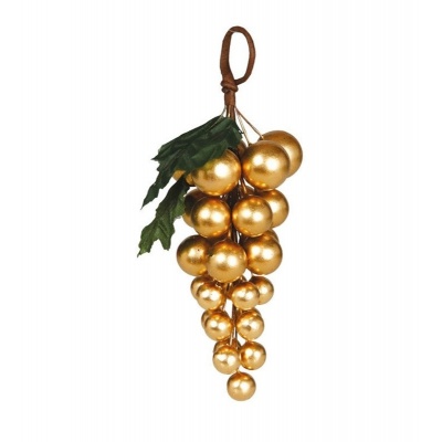 Vánoční dekorace ozdoba hrozny zlaté 17cm