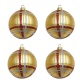 Vánoční ozdoby koule zlaté zdobené proužky 4ks 70mm plastové
