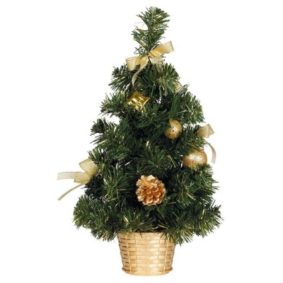 Vánoční dekorace stromeček se zlatými ozdobami 30cm