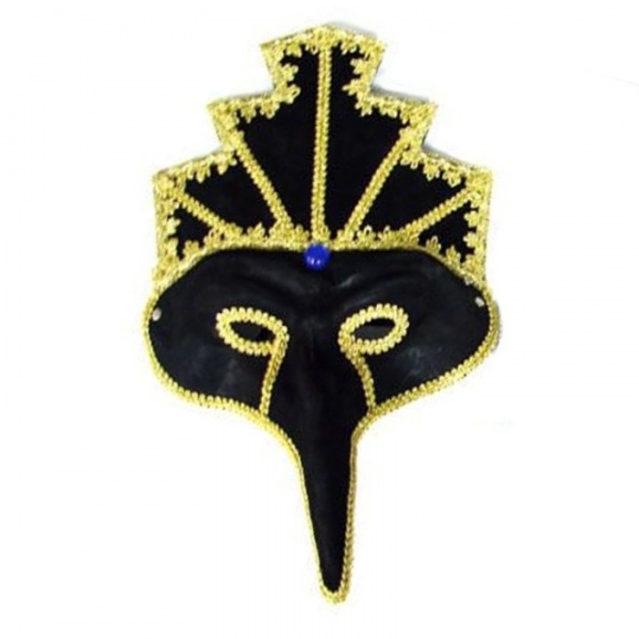 Benátská maska - dlouhý nos zlatá