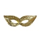 Škraboška maska s flitry - zlatá