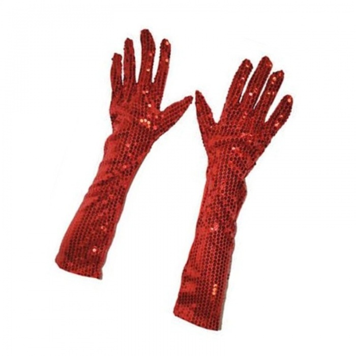 Dlouhé rukavice s flitry - červené 45 cm Dlouhé rukavice s flitry - červené 45 cm