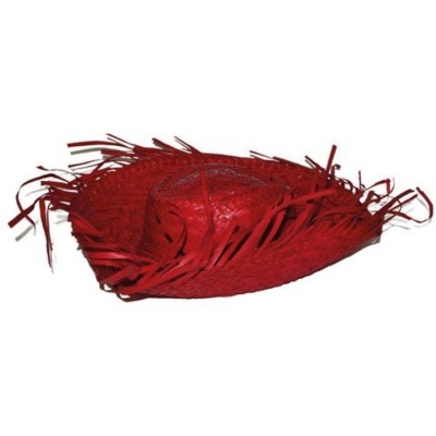 Plážový slaměný klobouk červený slamák
