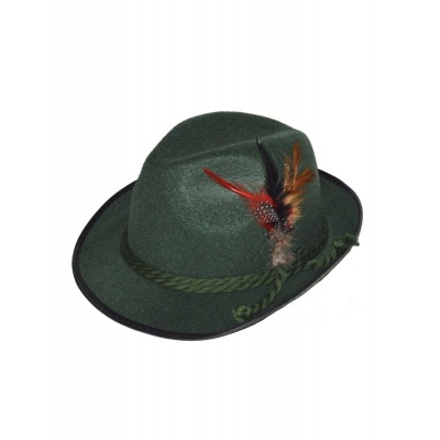 Zelený klobouk s peřím myslivec