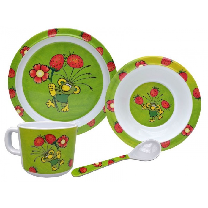 Dětské nádobí Rákosníček - talíř, miska, hrnek a lžička
