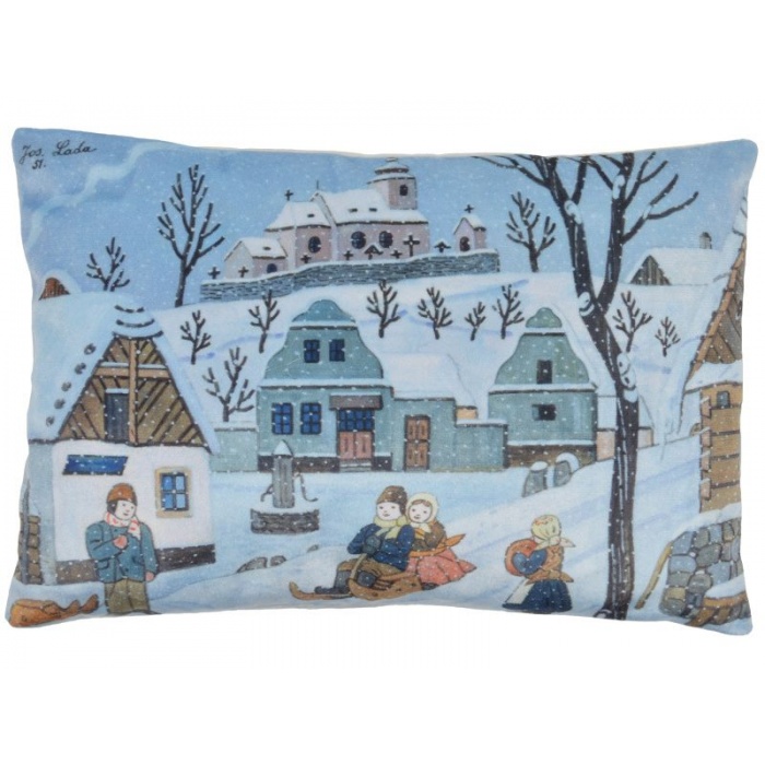 Polštářek Josef Lada Vánoce Zimní radovánky 45x30cm Polštářek Josef Lada Vánoce Zimní radovánky 45x30cm