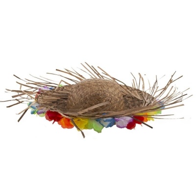 Plážový slaměný klobouk s květy přírodní slamák