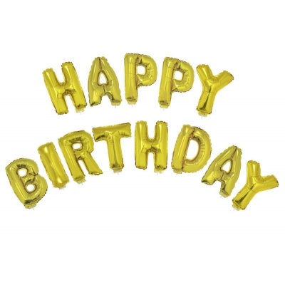 Foliové balónky Happy Birthday zlaté 41cm