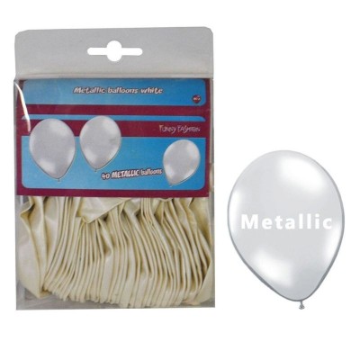 Balónky metalické bílé - 40ks