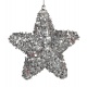 Vánoční ozdoba 4ks hvězdy stříbrné se třpytkami 6cm
