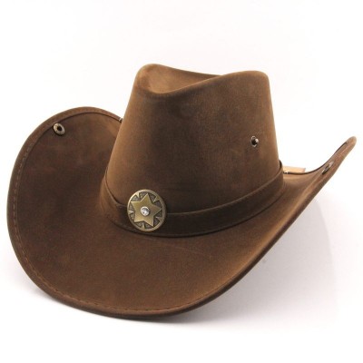 Kovbojský klobouk kožený vzhled hnědý