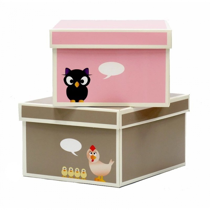 Krooom Krabice 2ks větší růžová a hnědá EKO výrobek