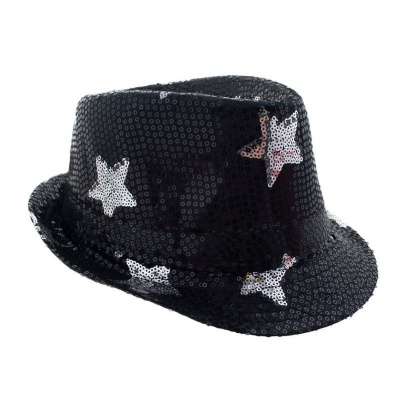Flitrový klobouk s hvězdami černý