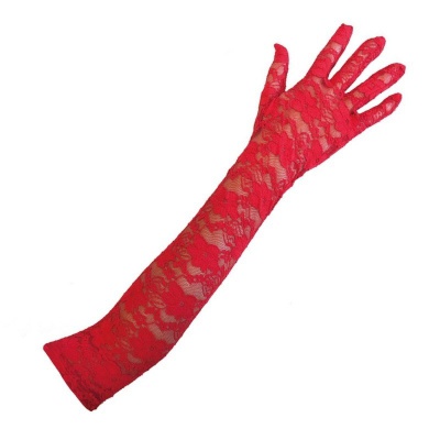 Krajkové dlouhé rukavice červené 45cm