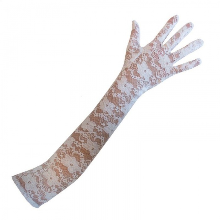 Krajkové dlouhé rukavice bílé 45cm