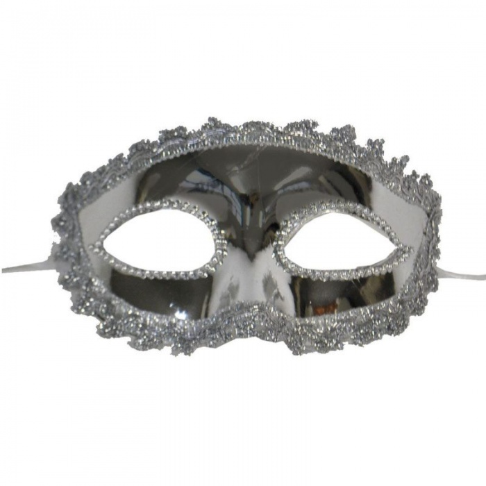 Škraboška maska stříbrná