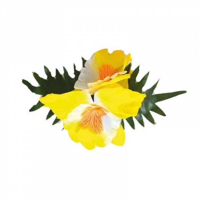 Spona havaj žlutý květ 14cm
