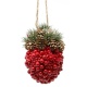 Vánoční dekorace ozdoba z šišek a červených kuliček 14cm