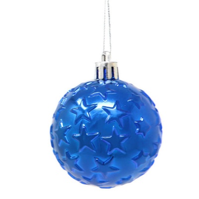 Vánoční ozdoby modré koule s hvězdičkami 4 ks 8 cm