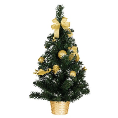 Vánoční dekorace stromeček se zlatými ozdobami 60 cm