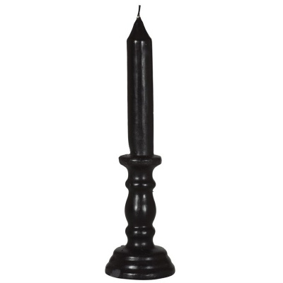 Černá svíčka s voskovým svícnem 27cm