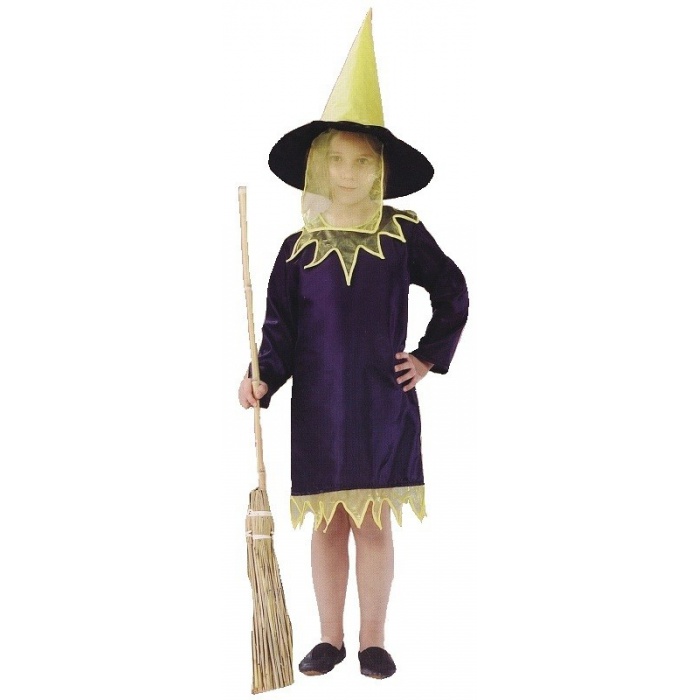 Dětský kostým Čarodějnice žlutá 146