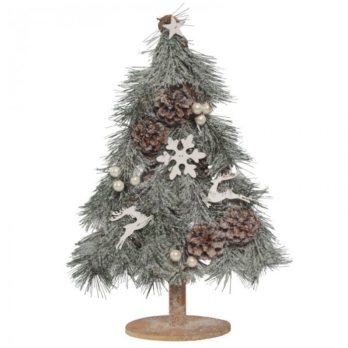 Vánoční dekorace dřevěný stromeček zdobený 24cm