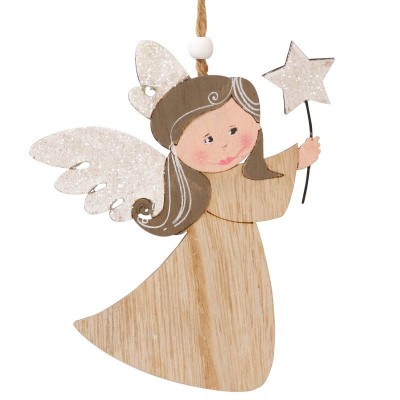 Vánoční dekorace Dřevěný anděl 15cm