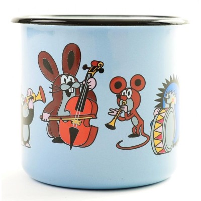 Hrnek smaltovaný Krteček a muzikanti 8cm modrý