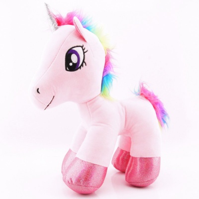 Plyšový Jednorožec s duhovou hřívou růžový 32cm