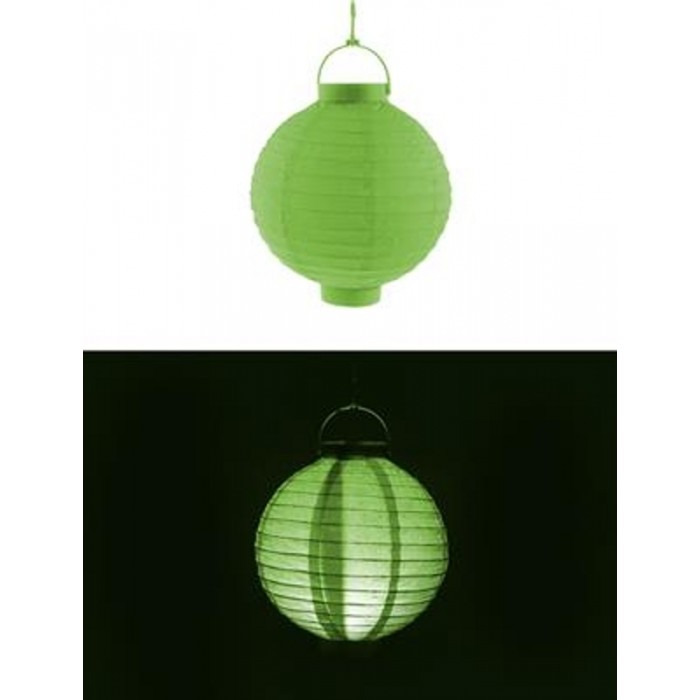 Lampion 20cm s LED světlem zelený
