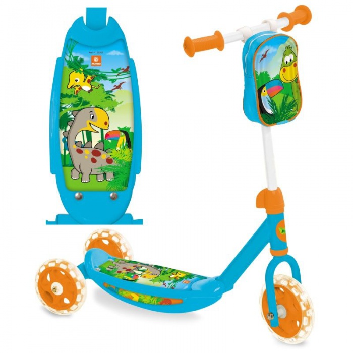 Dětská koloběžka tříkolka s kapsou Jungle Dino