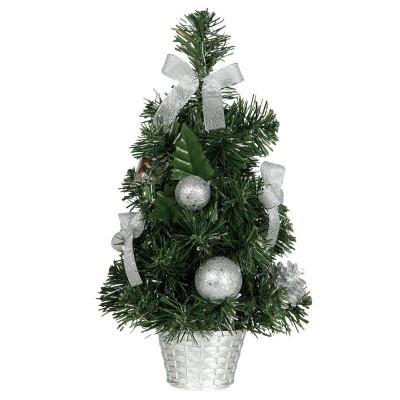 Vánoční dekorace stromeček se stříbrnými ozdobami 40 cm