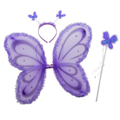 Křídla, čelenka a hůlka s motýlky - fialová