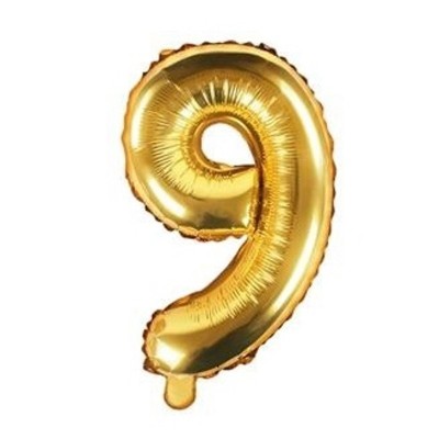 Foliový balónek číslo 9 zlatý 35 cm